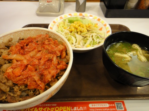 "キムチ牛丼(並)＋サラダセット</p